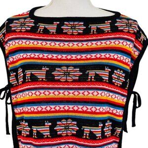 VTG Blanket Llama Southwestern Style 70's Sear's Open Side Sweater Vest OSFA